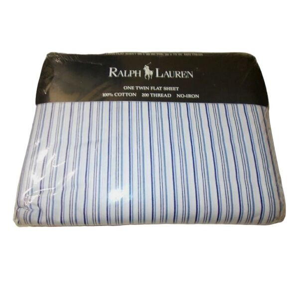 NEW Rare Ralph Lauren Westland Stripe Twin Flat Sheet Staffordshire - Picture 1 of 6